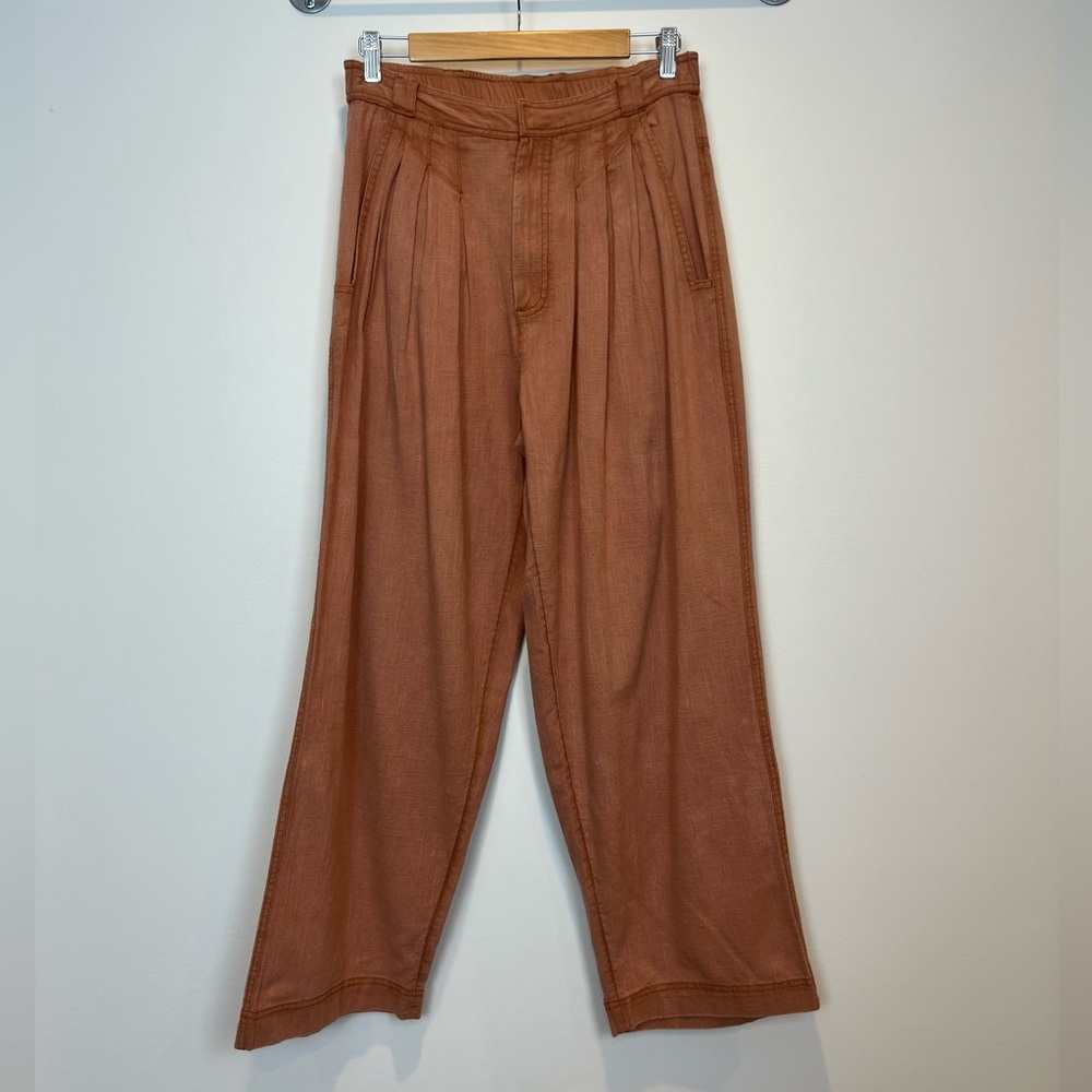 NWT Free People Linen Trouser Cinnamon Brulee SZ 2 - Picture 4 of 12